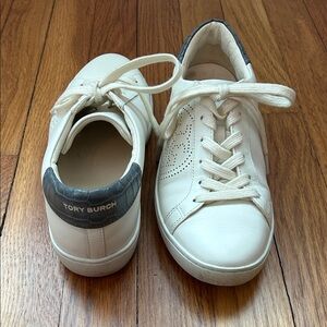 Tory Burch White and Gray Sneakers